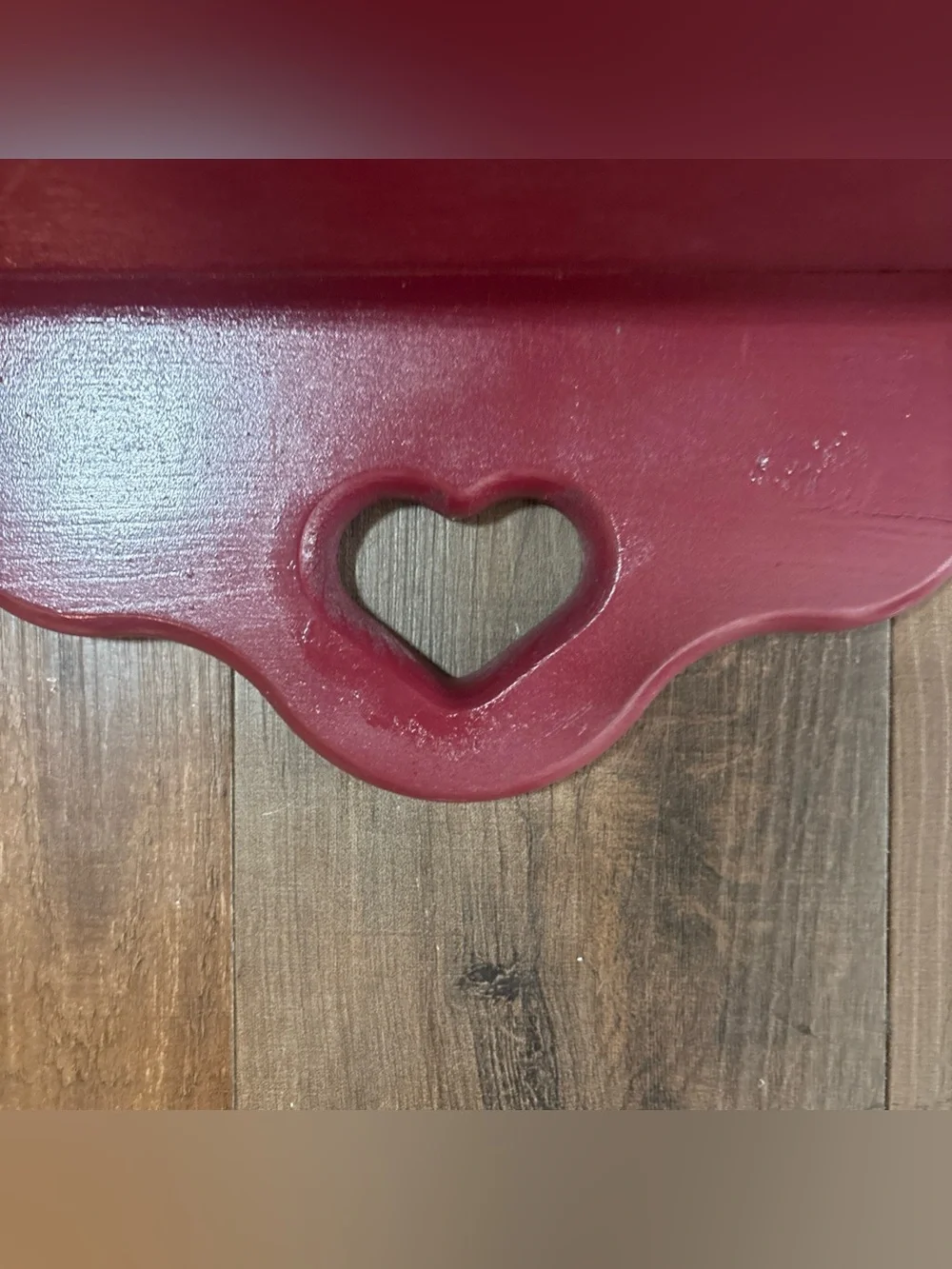 Rustic Heart Accent Wall Shelf - Red